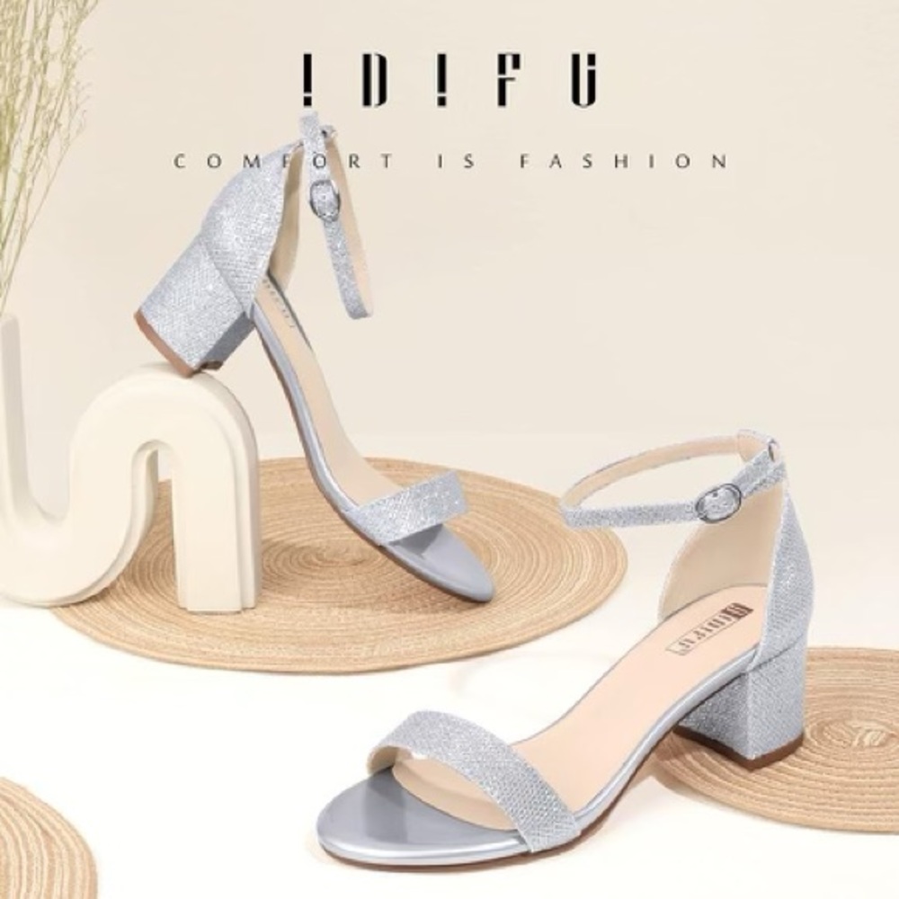 IDIFU Women’s cookie-LO Low block Heels chunky sandals ankle strap pump shoes